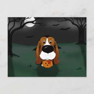 Basset Hound Halloween Vampire Postkarte