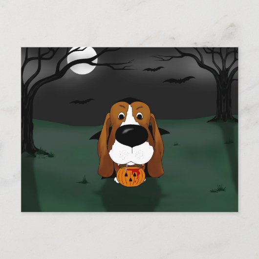 Basset Hound Halloween Vampire Postkarte (Vorderseite)