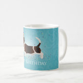 Basset Hound Happy Birthday Design Kaffeetasse (VorderseiteRechts)