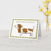 Basset Hound Happy Birthday Grußkarte Karte (Gelbe Blume)