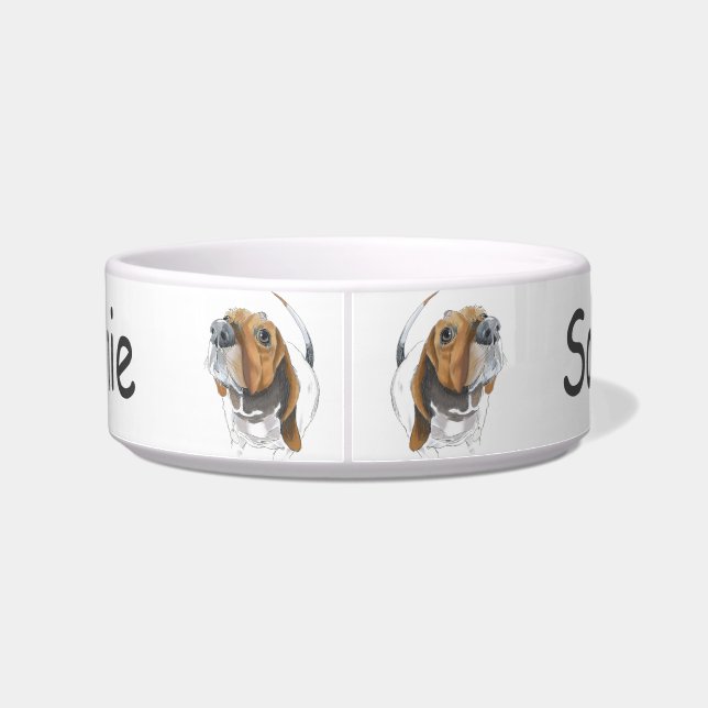 Basset Hound Happy Lächeln Hund Personalisiert Napf (Rückseite)