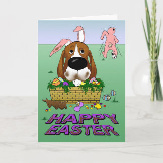Basset Hound Happy Oaster Feiertagskarte