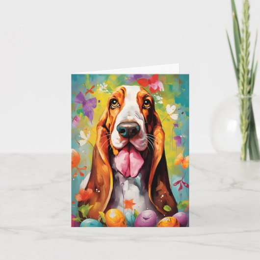 Basset Hound Happy Oaster Karte (Vorderseite)
