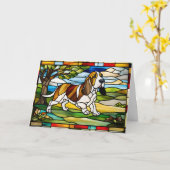 Basset Hound Hartglas Karte (Gelbe Blume)