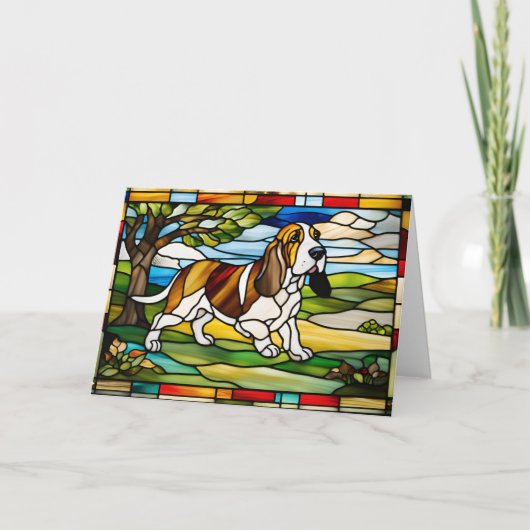 Basset Hound Hartglas Karte (Vorderseite)