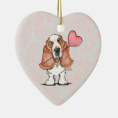 Basset Hound Heart Balloon Keramikornament (Rechts)