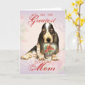 Basset Hound Heart Mama Karte (Gelbe Blume)
