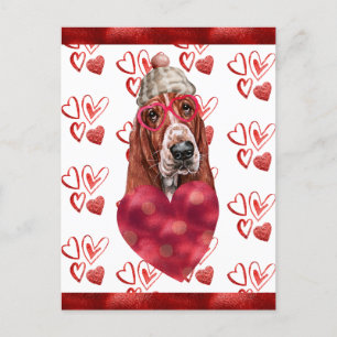 Basset Hound Hearts Dog Lover Valentine Geschenk Feiertagspostkarte