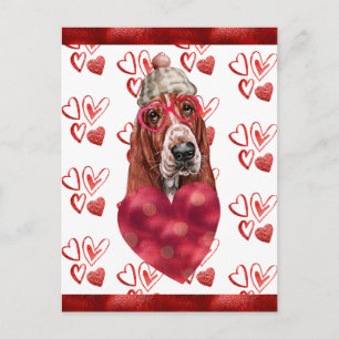 Basset Hound Hearts Dog Lover Valentine Geschenk Feiertagspostkarte