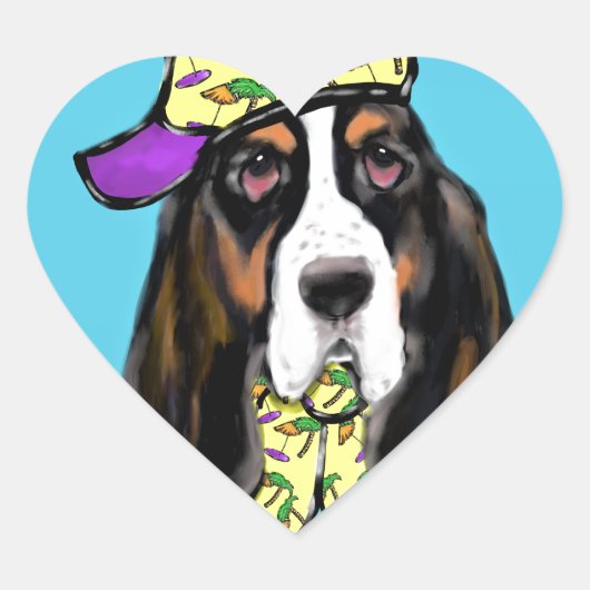 Basset Hound Herz-Aufkleber (Vorderseite)