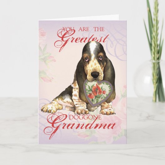 Basset Hound Herz Grandma Karte (Vorderseite)