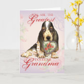 Basset Hound Herz Grandma Karte (Gelbe Blume)