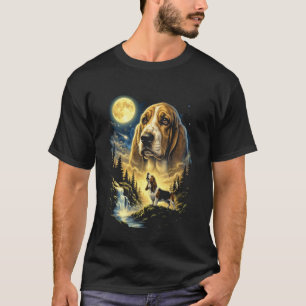 Basset Hound heult zum Mond Meme Lustig 90er Jahre T-Shirt