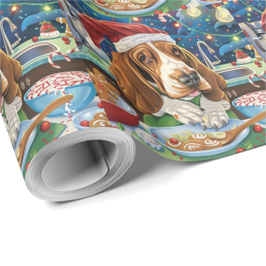 Basset Hound Holiday Baking: Festliche Weihnachten Geschenkpapier (Rolleneckpunkt)
