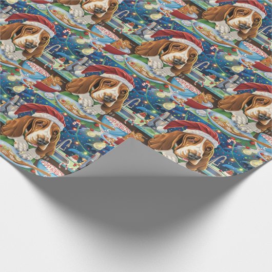 Basset Hound Holiday Baking: Festliche Weihnachten Geschenkpapier (Ecke)