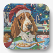 Basset Hound Holiday Baking: Festliche Weihnachten Pappteller (Vorderseite)