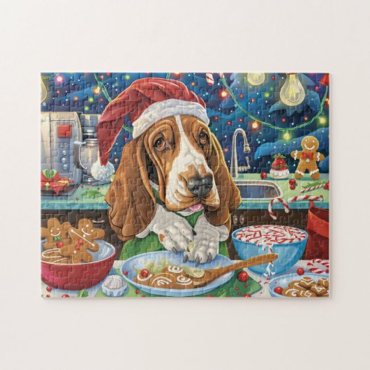 Basset Hound Holiday Baking: Festliche Weihnachten Puzzle (Horizontal)