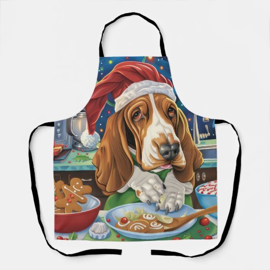 Basset Hound Holiday Baking: Festliche Weihnachten Schürze (Vorderseite)