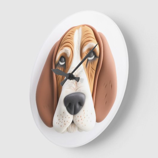 Basset Hound Hund 3D Inspiriert Große Wanduhr (Winkel)