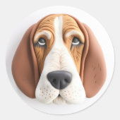 Basset Hound Hund 3D Inspiriert Runder Aufkleber (Vorderseite)