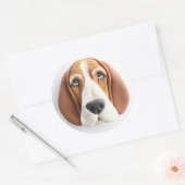Basset Hound Hund 3D Inspiriert Runder Aufkleber (Umschlag)
