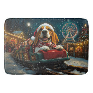 Basset Hound Hund Achterbahn Weihnachten Badematte