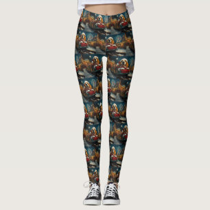 Basset Hound Hund Achterbahn Weihnachten Leggings
