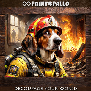 Basset Hound Hund als Feuerwehrmann -  Seidenpapier