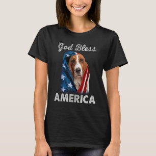 Basset Hound Hund Amerikanische USA-Flagge 4. Juli T-Shirt
