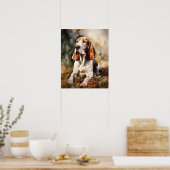 Basset Hound Hund Art Print Poster (Küche)