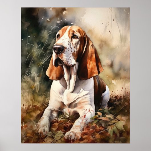 Basset Hound Hund Art Print Poster (Vorne)