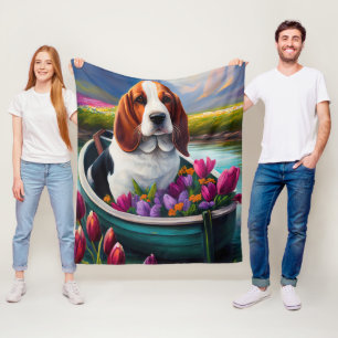 Basset Hound Hund auf einem Paddel: Ein landschaft Fleecedecke