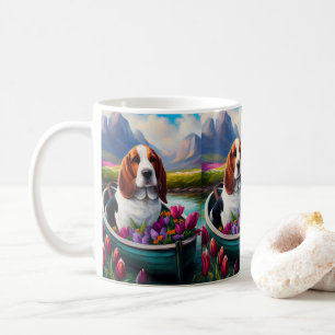 Basset Hound Hund auf einem Paddel: Ein landschaft Kaffeetasse