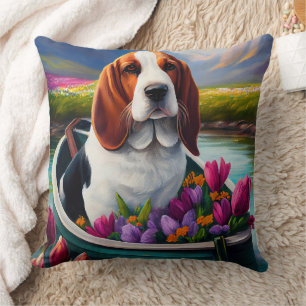 Basset Hound Hund auf einem Paddel: Ein landschaft Kissen