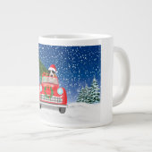 Basset Hound Hund Auto fahren im Schnee Weihnachte Jumbo-Tasse (Vorderseite Rechts)