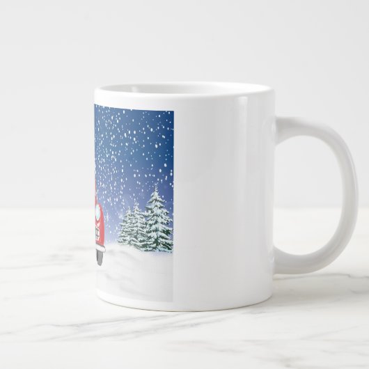 Basset Hound Hund Auto fahren im Schnee Weihnachte Jumbo-Tasse (Rechts)