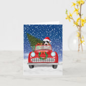 Basset Hound Hund Auto fahren im Schnee Weihnachte Karte (Gelbe Blume)