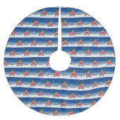 Basset Hound Hund Auto fahren im Schnee Weihnachte Polyester Weihnachtsbaumdecke (Vorderseite)