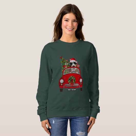 Basset Hound Hund Autofahren Auto Weihnachten Sweatshirt (Vorne ganz)