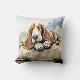 Basset Hound Hund entspannen in Garden Animal Fun Kissen