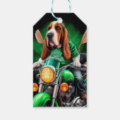 Basset Hound Hund Fahrrad St. Patrick's Day Geschenkanhänger (Rückseite)