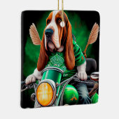 Basset Hound Hund Fahrrad St. Patrick's Day Keramikornament (Rechts)
