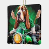 Basset Hound Hund Fahrrad St. Patrick's Day Keramikornament (Links)
