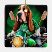 Basset Hound Hund Fahrrad St. Patrick's Day Keramikornament (Rückseite)