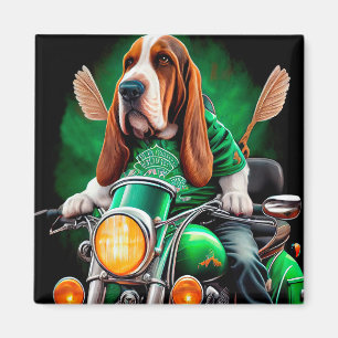 Basset Hound Hund Fahrrad St. Patrick's Day Magnet