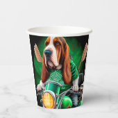Basset Hound Hund Fahrrad St. Patrick's Day Pappbecher (Rückseite)