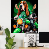 Basset Hound Hund Fahrrad St. Patrick's Day Poster (Heimbüro)