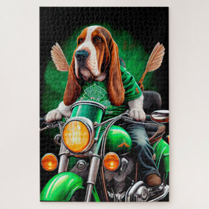 Basset Hound Hund Fahrrad St. Patrick's Day Puzzle