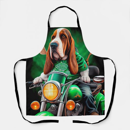 Basset Hound Hund Fahrrad St. Patrick's Day Schürze (Vorderseite)