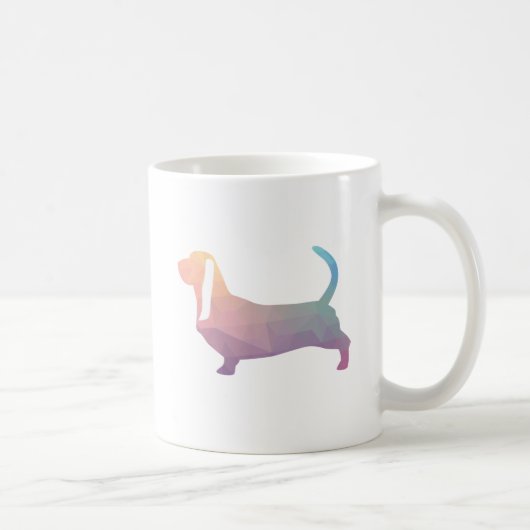 Basset Hound Hund farbenfrohe geometrische Silhoue Kaffeetasse (Rechts)